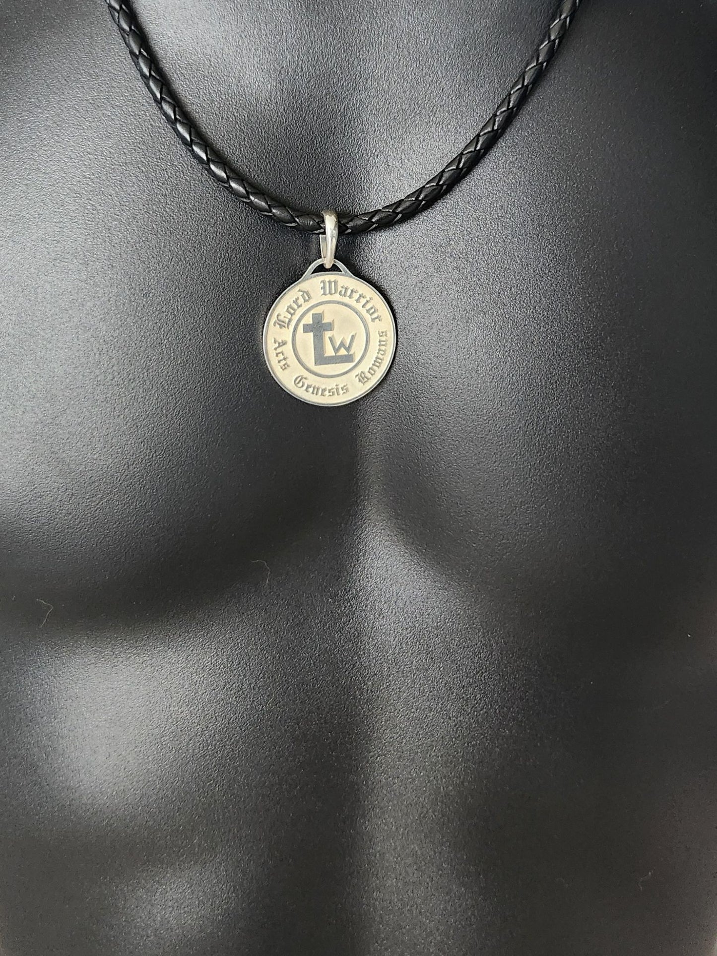 Lord Warrior Sterling Silver Medal & Leather Necklace