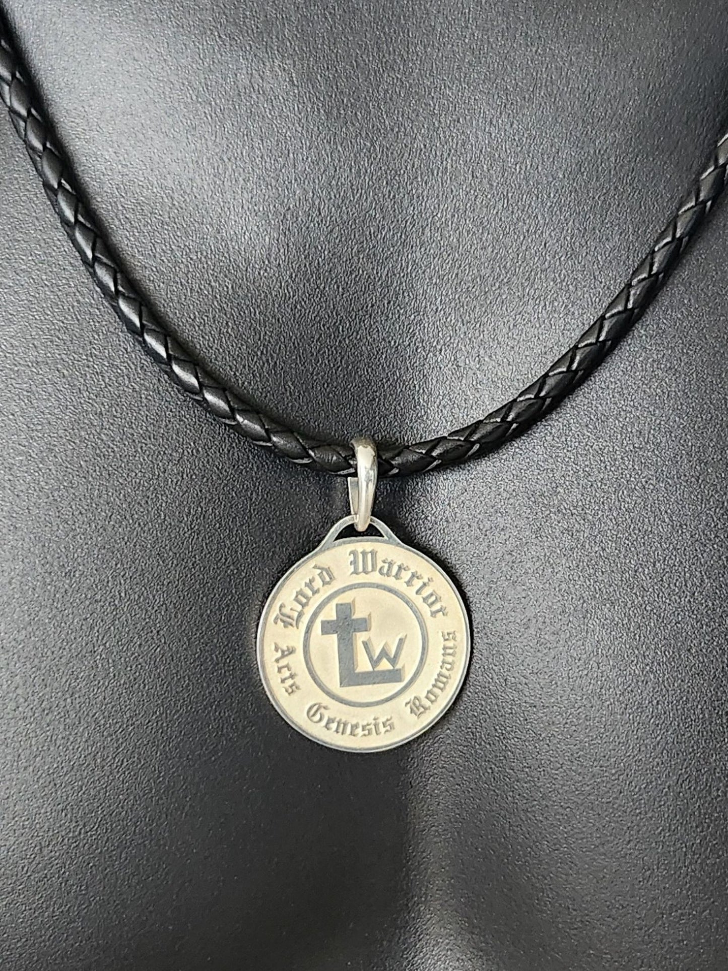 Lord Warrior Sterling Silver Medal & Leather Necklace