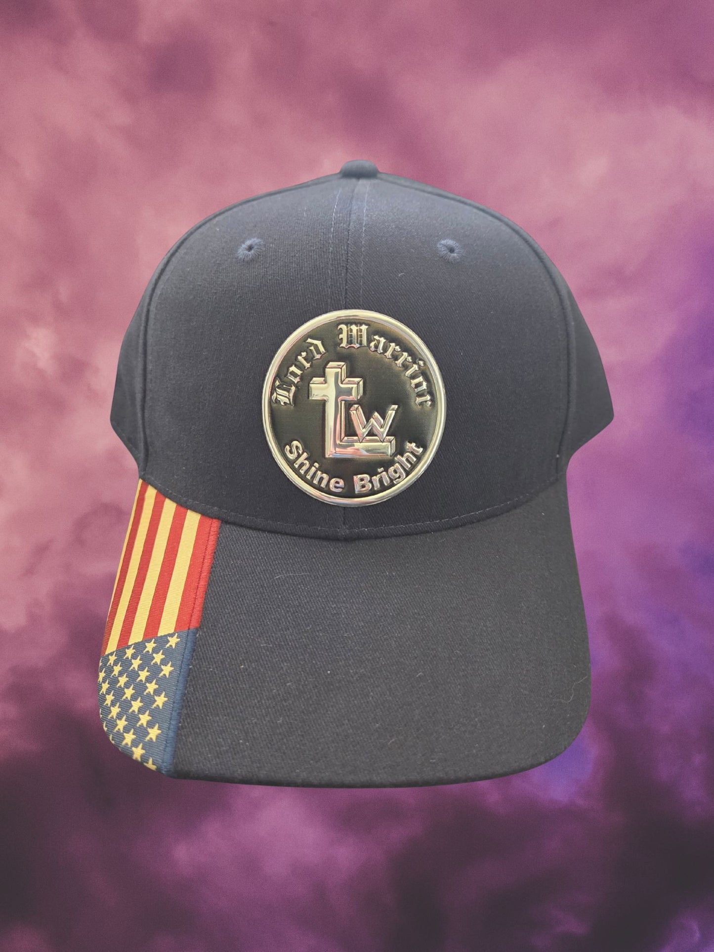 Lord Warrior US Flag Cap - Blue with Silver Shine Bright