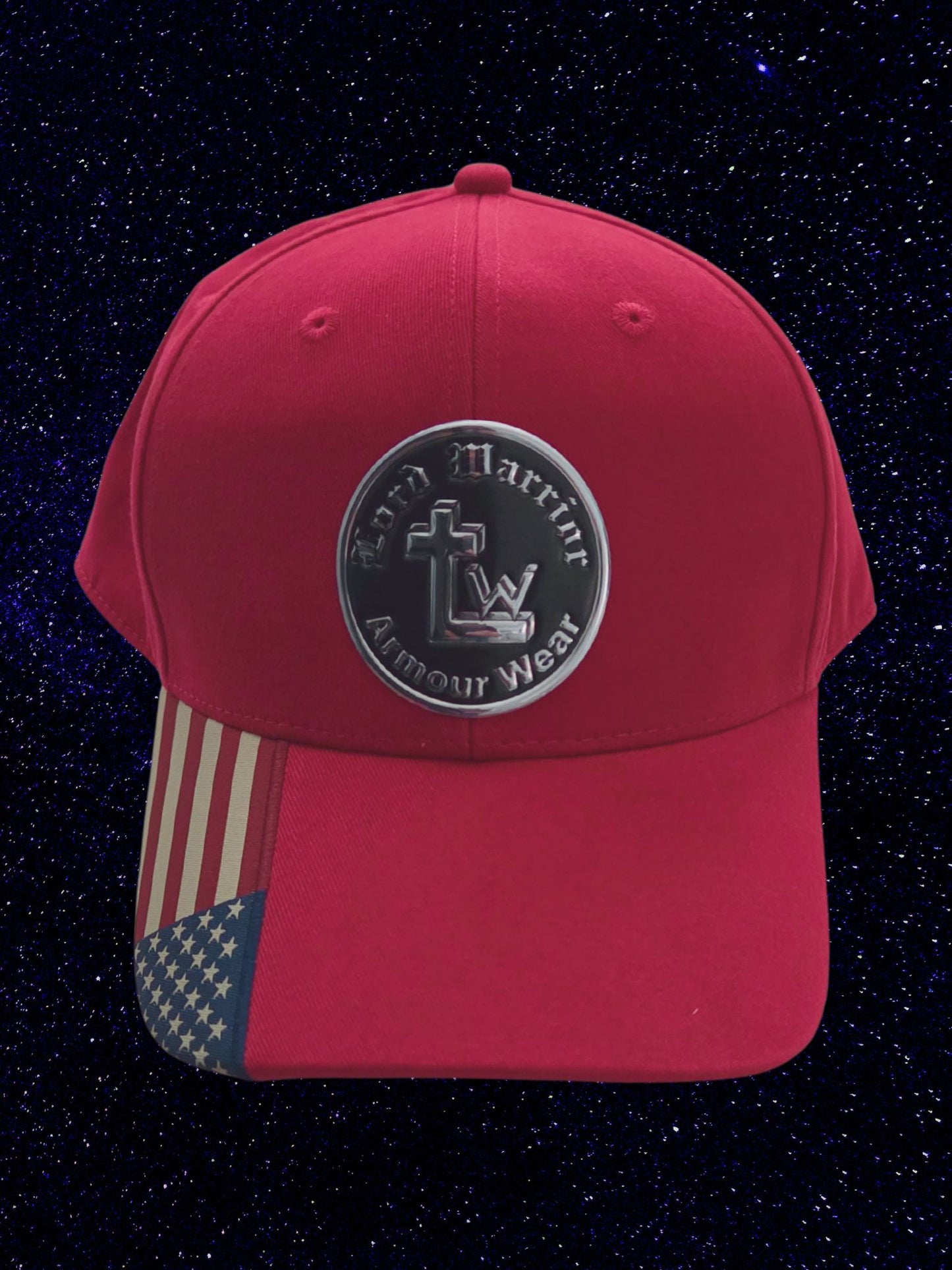 Lord Warrior US Flag Cap - Red With Silver Armour Wear