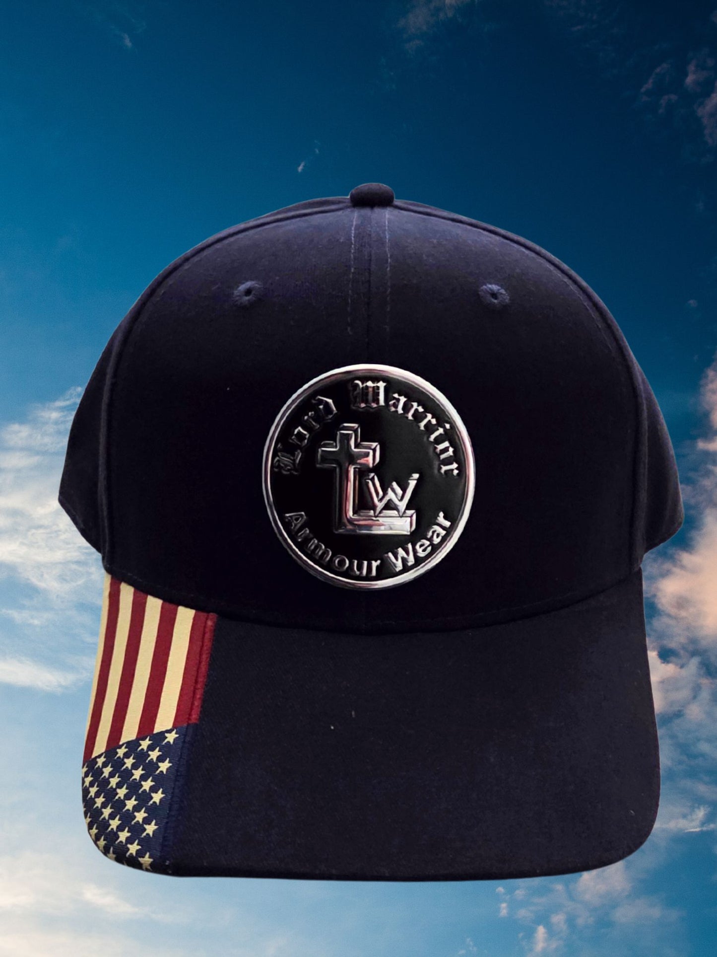 Lord Warrior US Flag Cap - Navy Blue With Silver Armour Wear