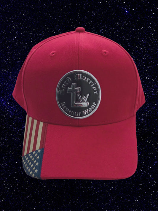 Lord Warrior US Flag Cap - Red With Silver Armour Wear